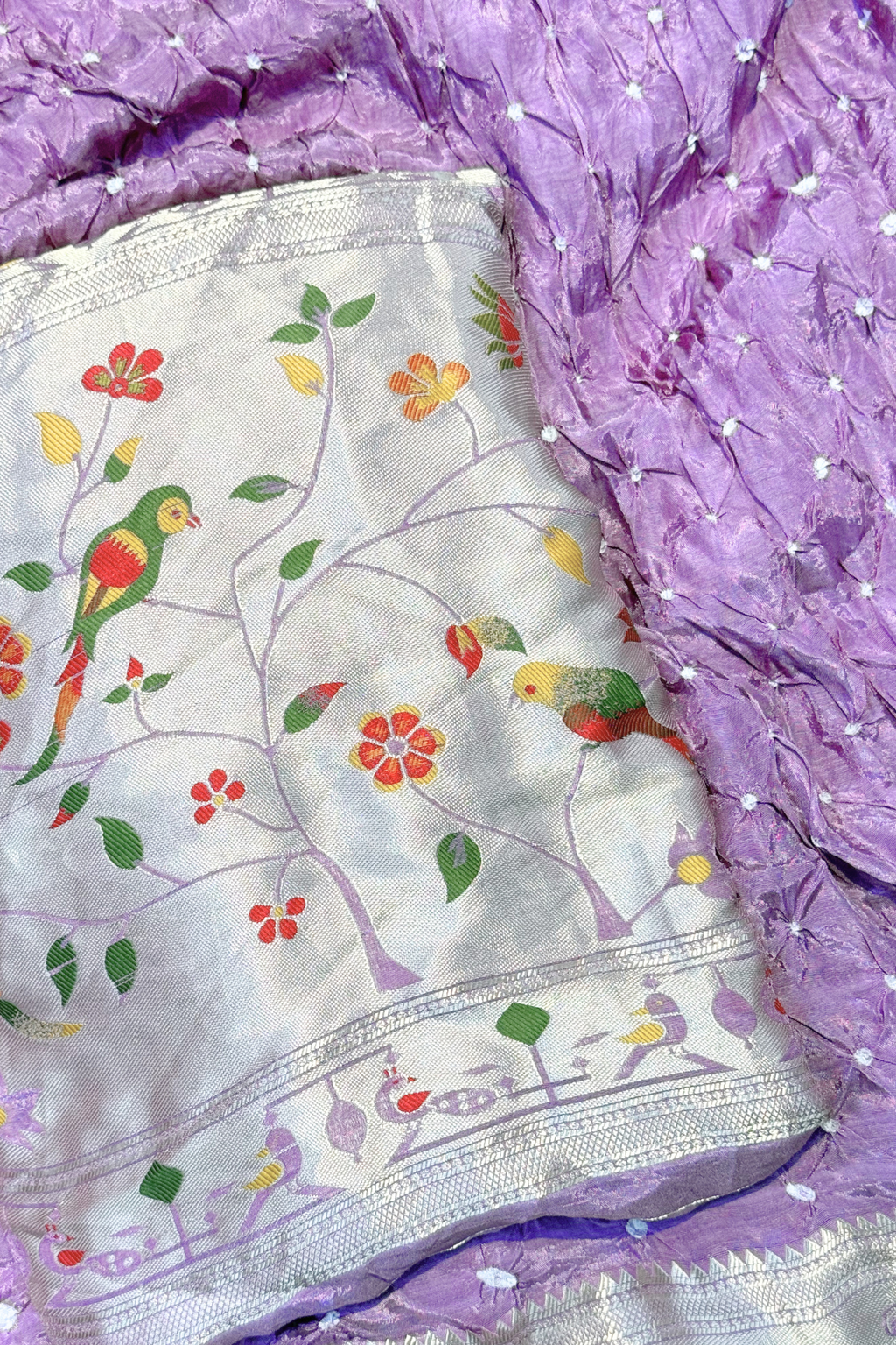 Bandhani With Paitani border - Lavender
