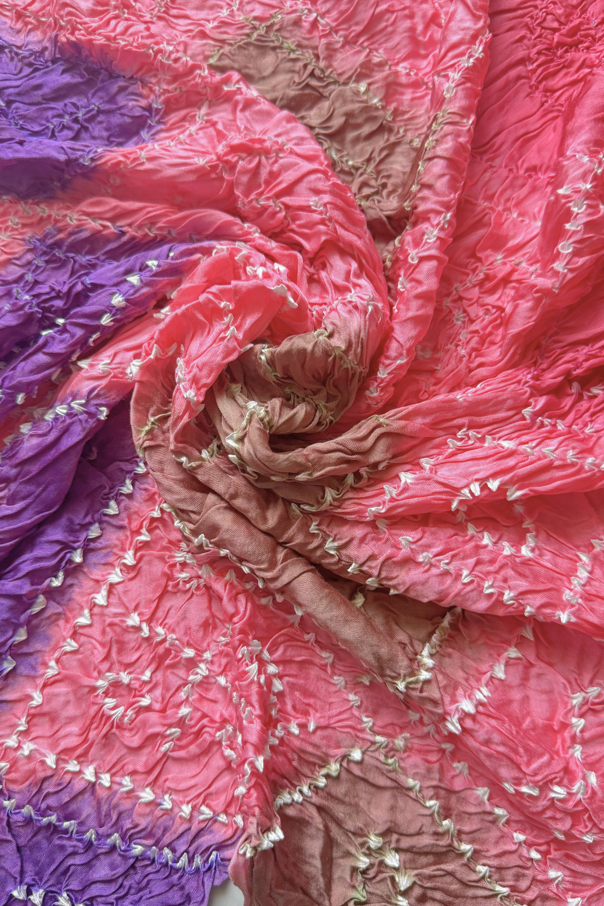 Bandhej Colourful Suit Set -Pink Peach