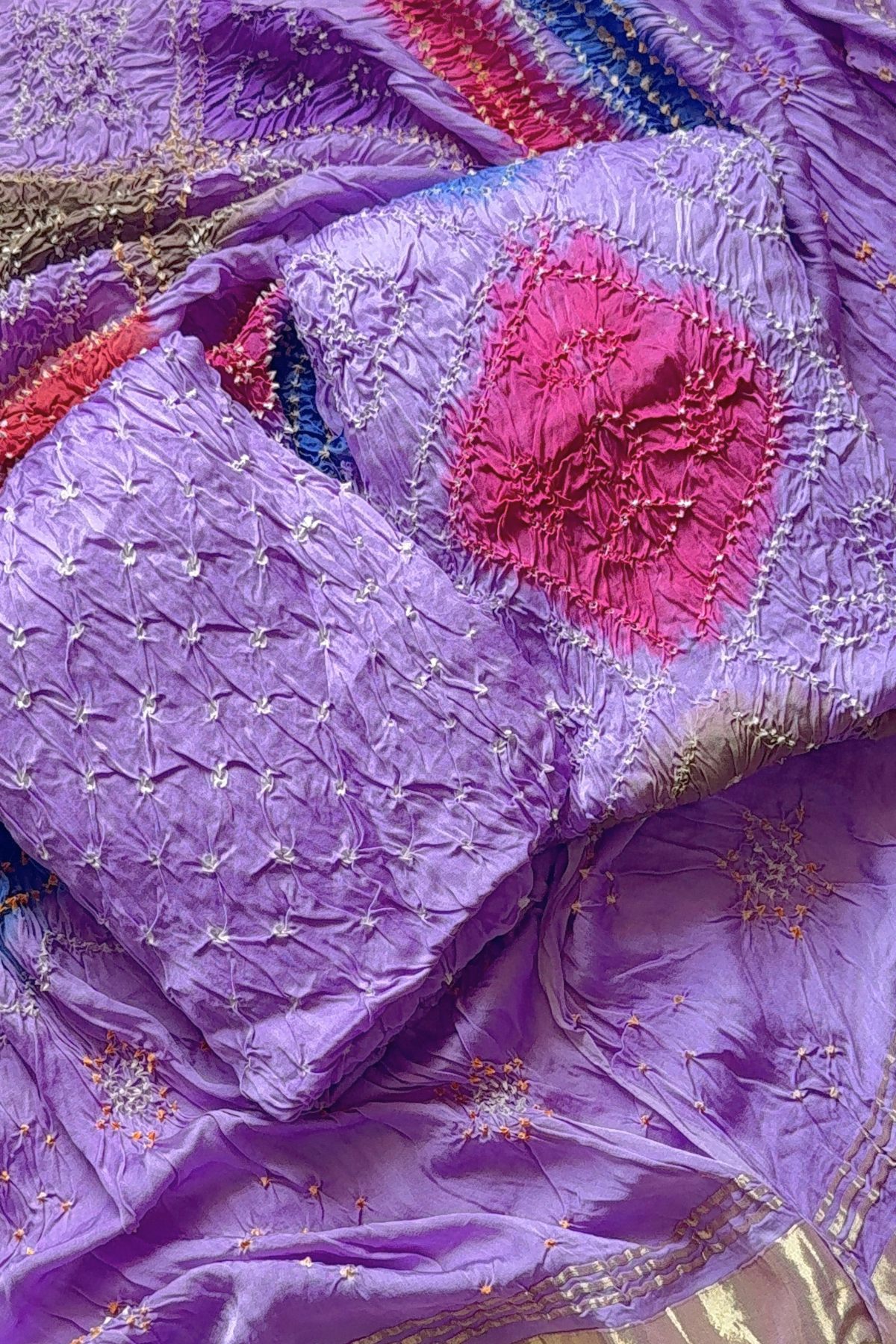 Bandhej Colourful Suit Set - Purple