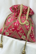 Zardosi Work Potli Bag - Pink