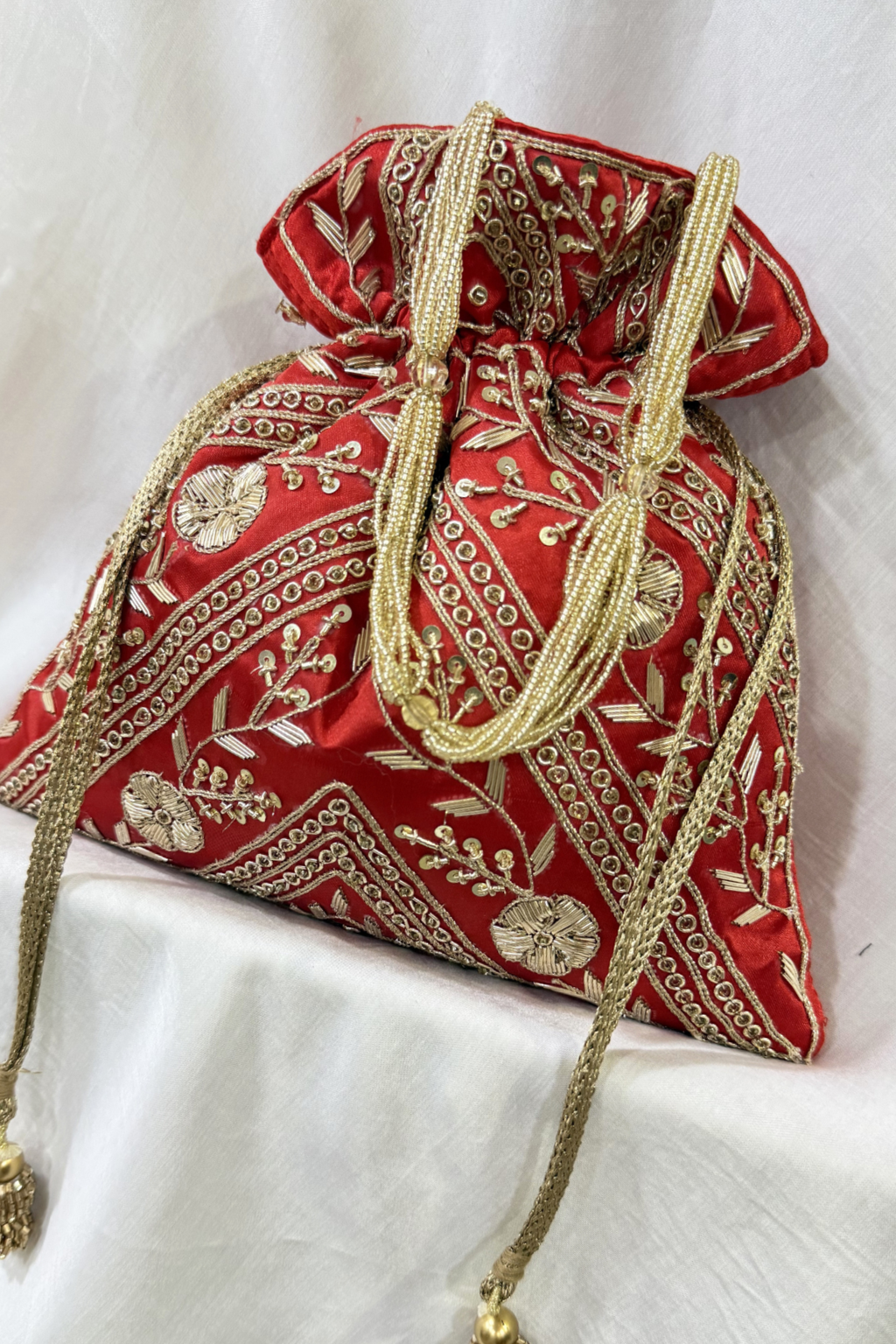 Jardosi Work Potli Bag - Red