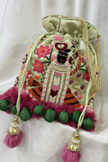 Shreenath Ji Work Potli Bag - Pista Green