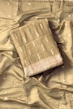 Pure Mul Chanderi Banarasi Weaving Suit Set - Beige Gold
