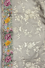Pure Georgette With Parsi Work Unstitched Suit Set -  Gray