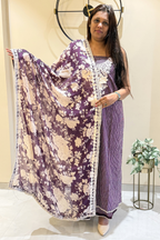 Pure Georgette With Parsi Work Unstitched Suit Set - Wine Purple