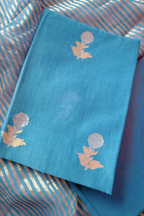 Pure Mul Chanderi With Kadwa Weaving -  Sky blue color