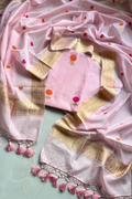 Pure Mul Chanderi With Kadwa Weaving - Light Pink