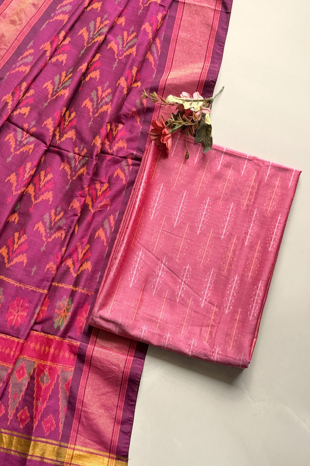 Sicco Ikkat Patola Premium 2-Piece Suit Set – Pink
