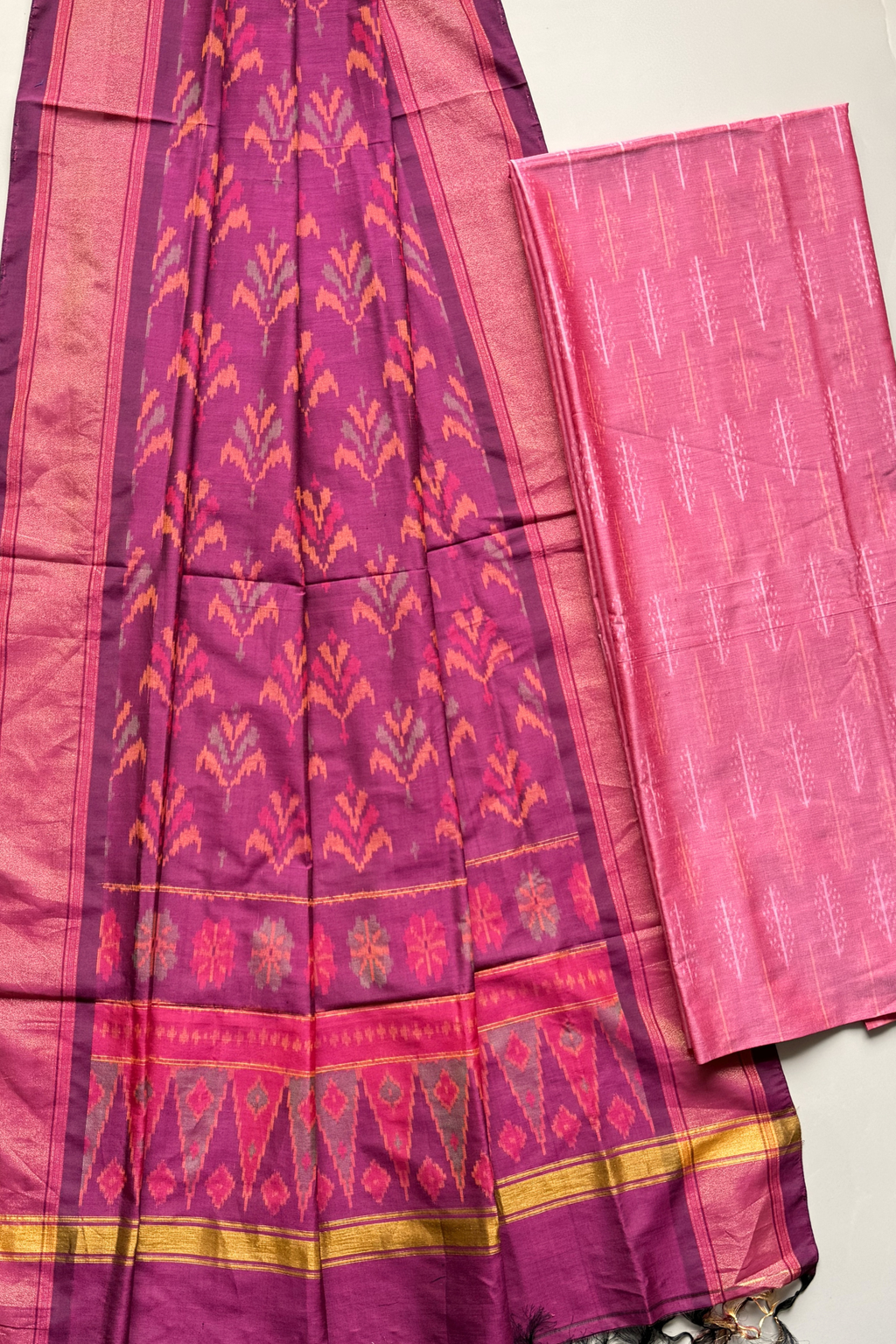 Sicco Ikkat Patola Premium 2-Piece Suit Set – Pink