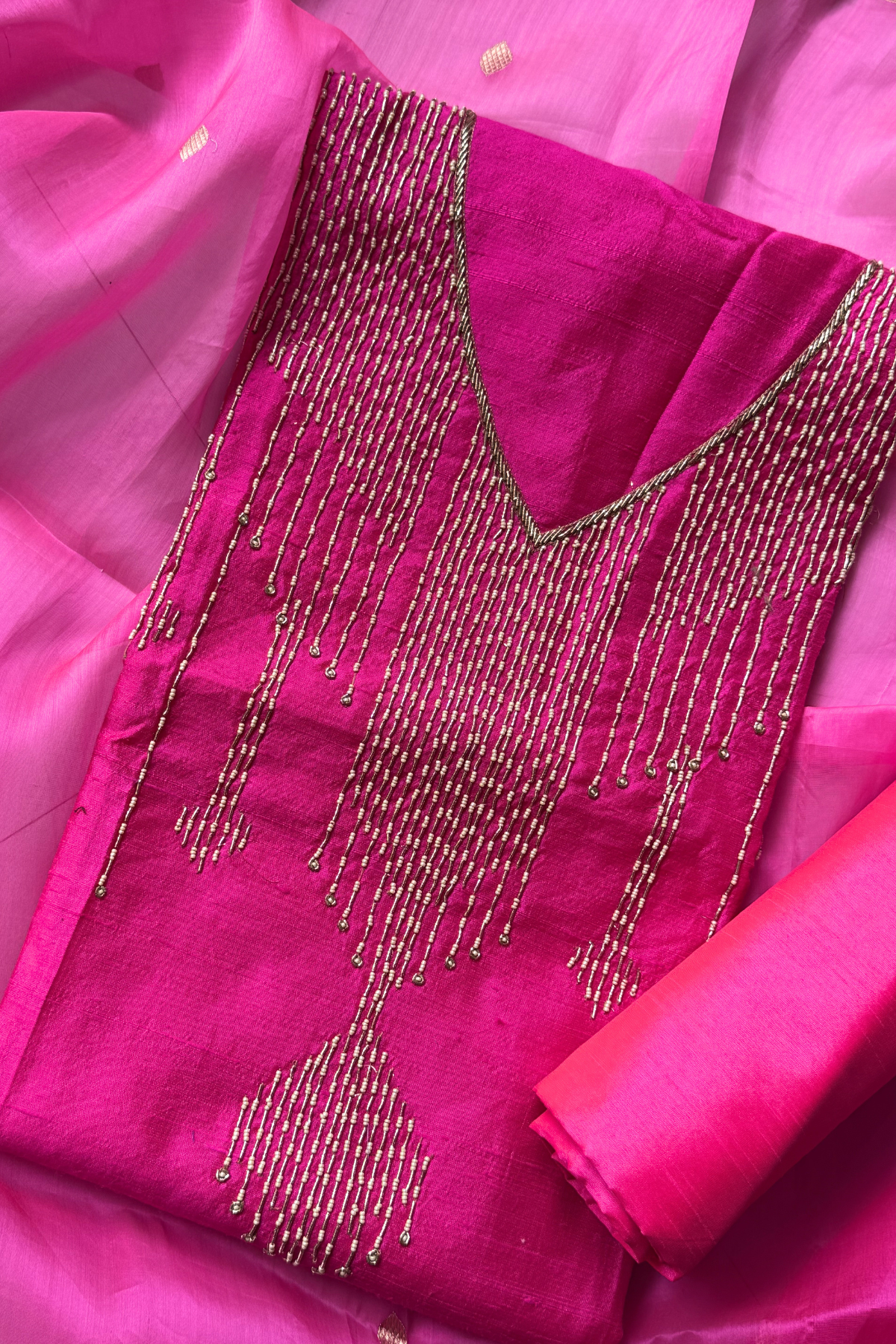 Pure Raw Silk Banarasi Suit - Pink