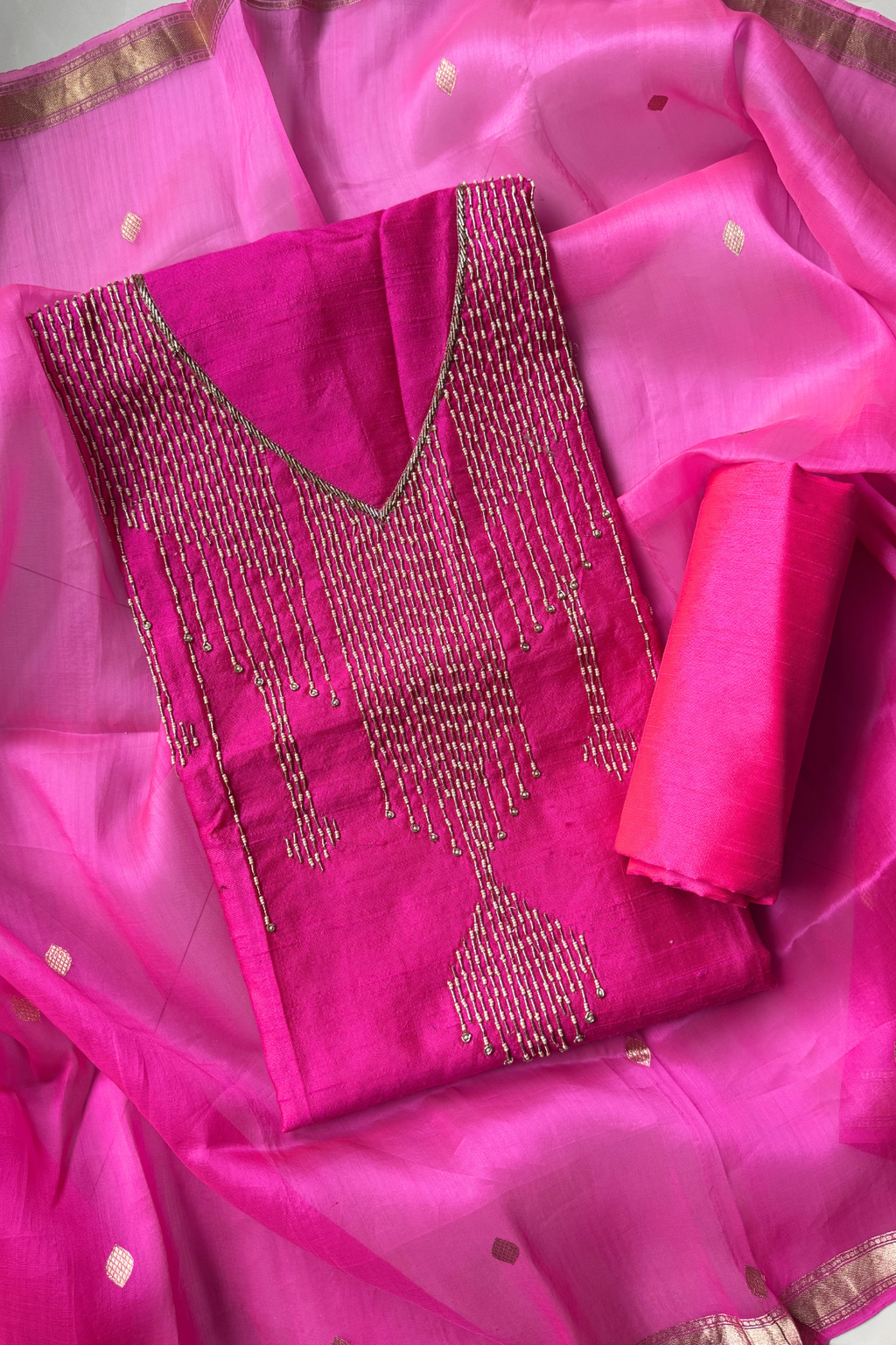 Pure Raw Silk Banarasi Suit - Pink