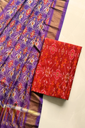 Sicco Ikkat Patola Premium 2-Piece Suit Set – Reddish Orange & Purple