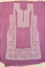 Lucknowi style thread work with bandhej - orchid pink