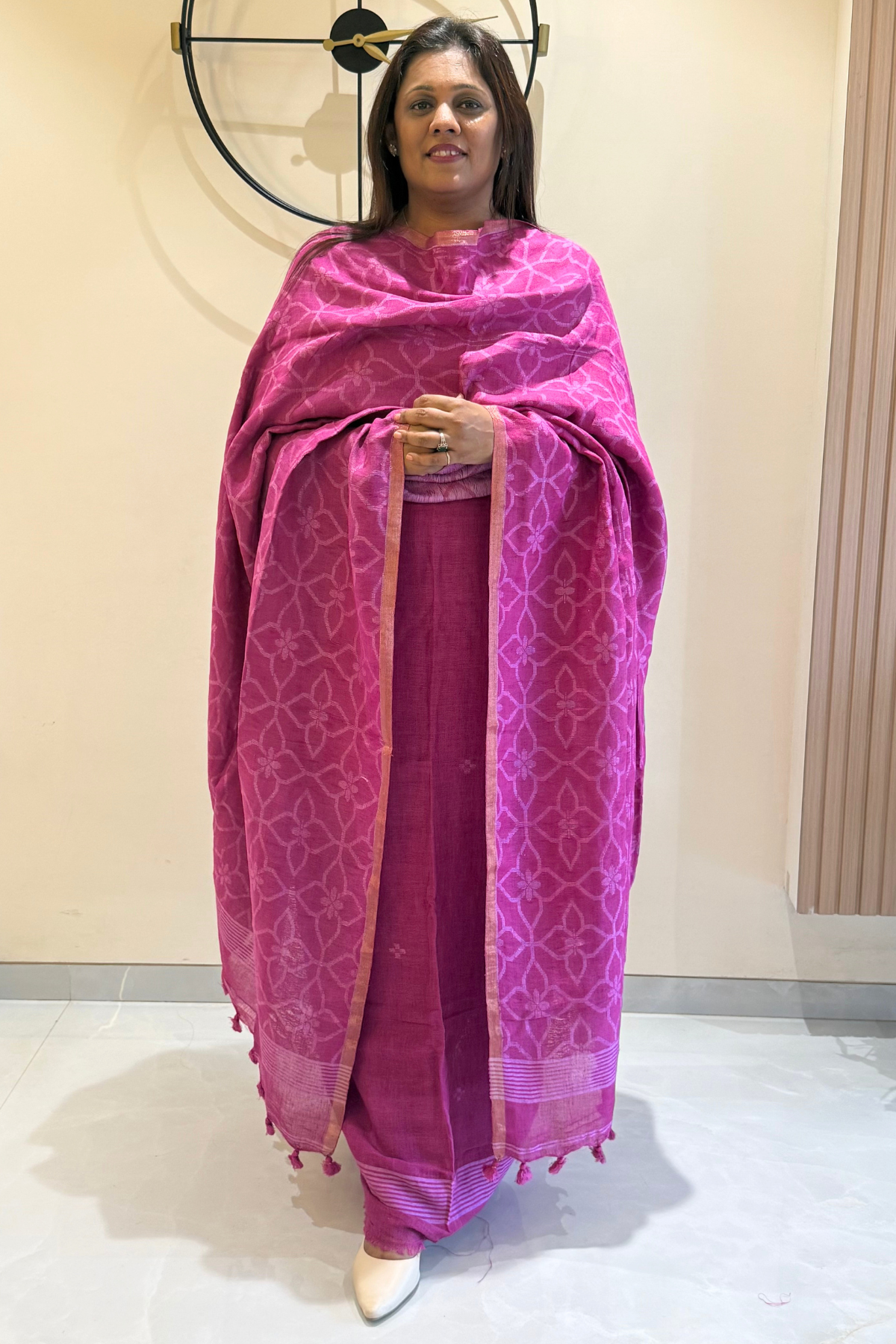 Cotton Jamdani 2 Pc Set – Pink