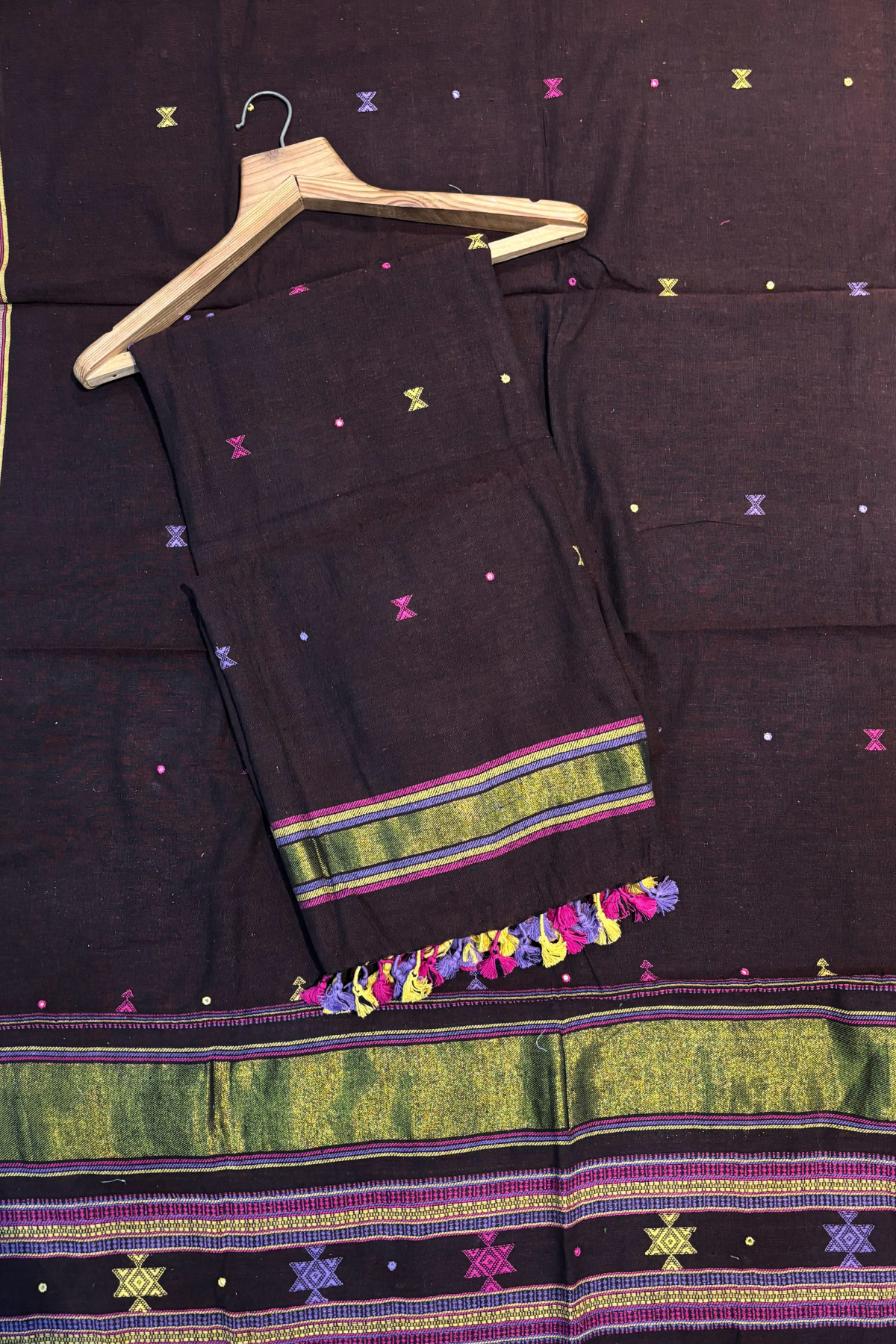 Bhujodi(Kala Cotton)3 piece suit set - Coffee Brown