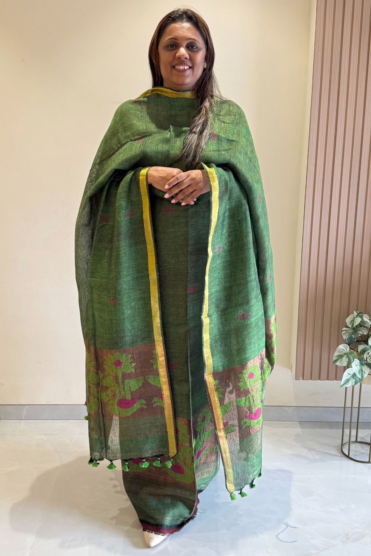 Linen Jamdani 2 Pc Set – Light Green