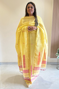 Jayshree Linen Jamdani 2 Pc Set – Light Lemon Yellow