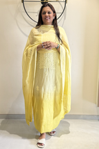 Lucknawi Pure Mul Chanderi 3-Piece Unstitched Ombre Kurta Set – Light Yellow