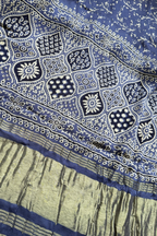 Pure Modal Satin 3-Piece Suit Set in Natural Ajrak Dye - Light Blue