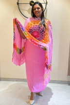 Plain modal suit set with colorful bandhej dupatta - Baby Pink