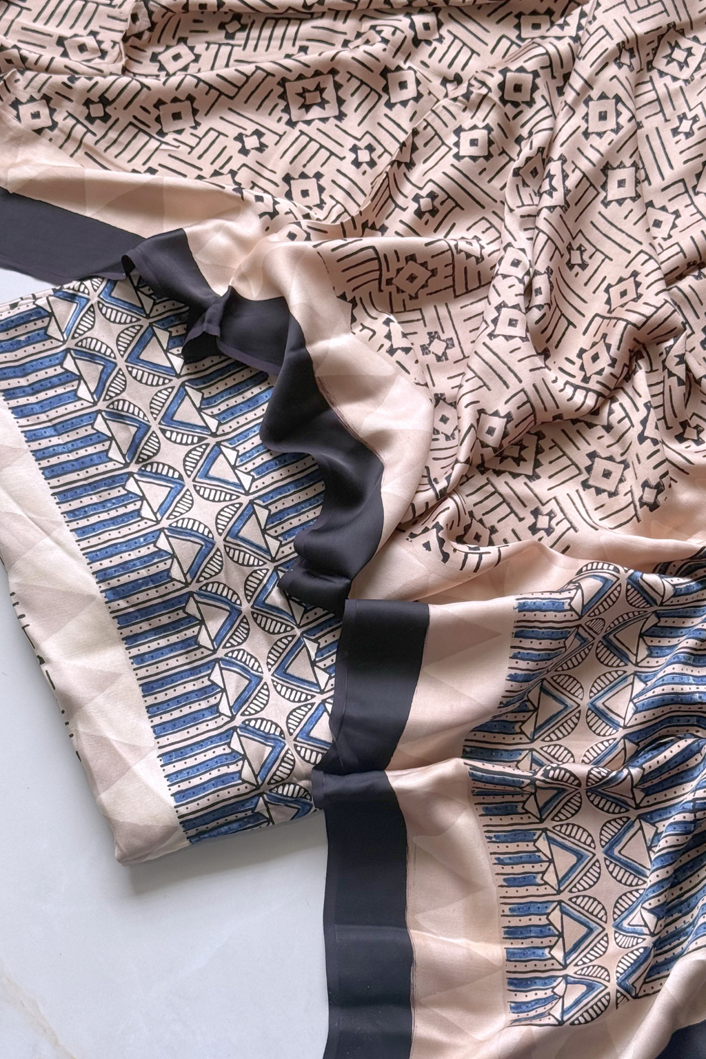 Pure Modal Satin 2-Piece Suit Set in Natural Ajrak Dye