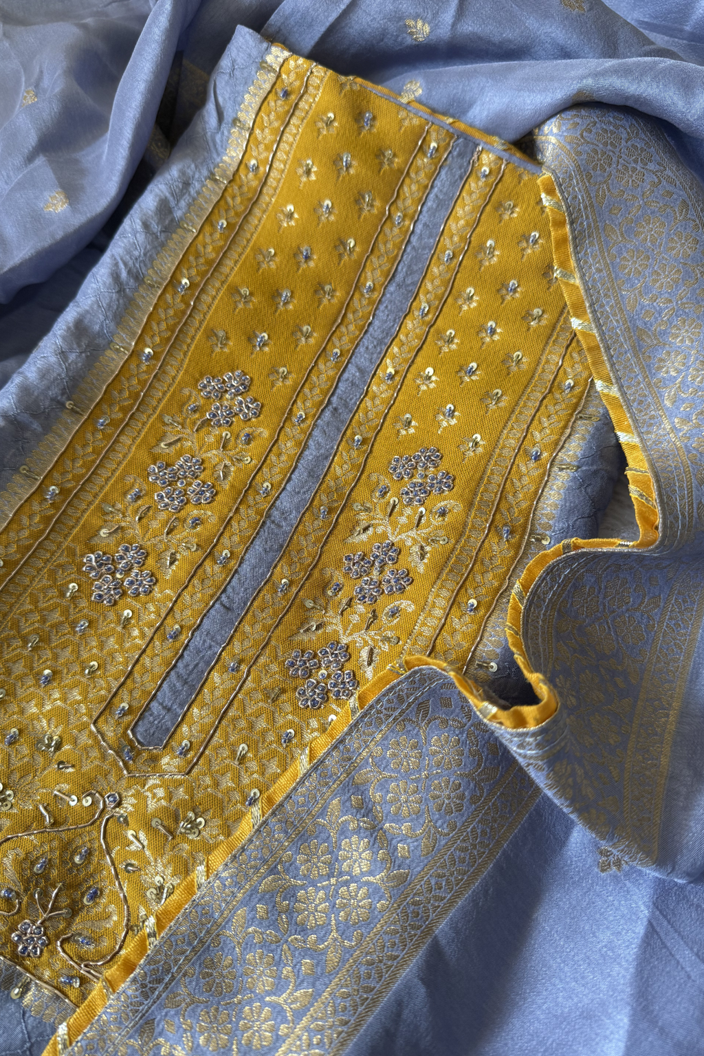 Upada Silk Fabric with banarasi weaving-Pestal Blue