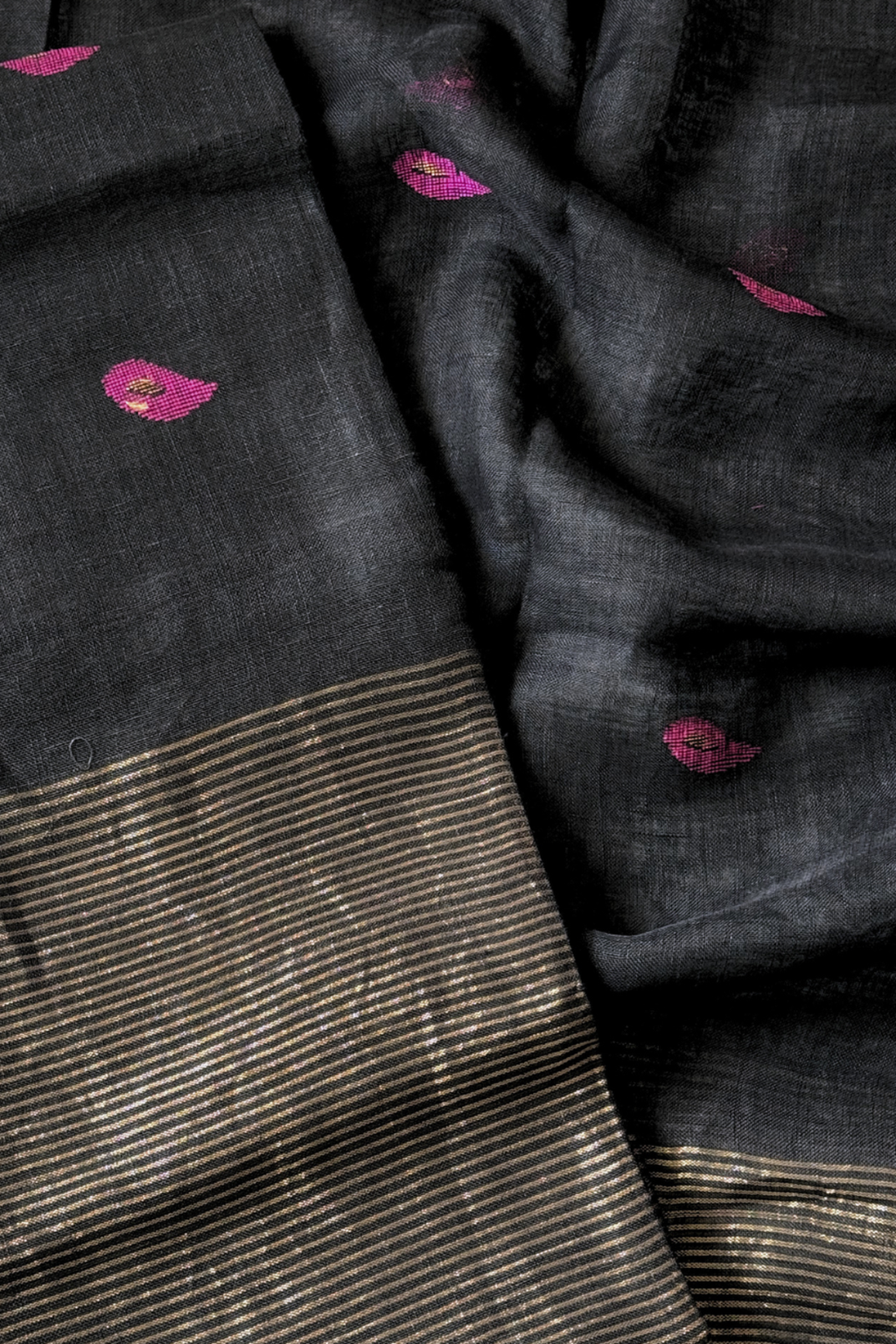 Jayshree Linen Jamdani 2 Pc Set – Black
