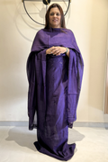 Lucknawi Pure Mul Chanderi 3-Piece Unstitched Kurta Set – Dark Purple