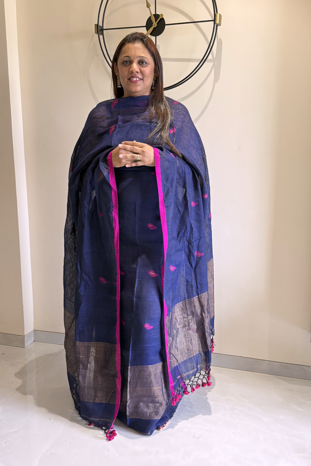 Jayshree Linen Jamdani 2 Pc Set – Blue