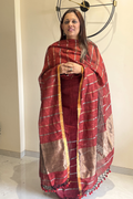 Jayshree Linen Jamdani 2 Pc Set – Red