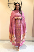 banarasi weaving With bandhej elegence - onion color