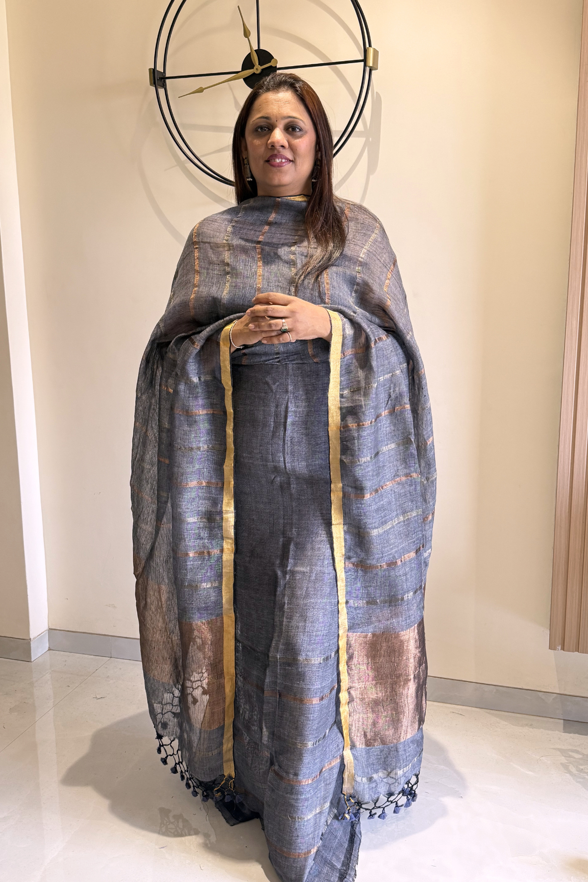 Jayshree Linen Jamdani 2 Pc Set – Grey