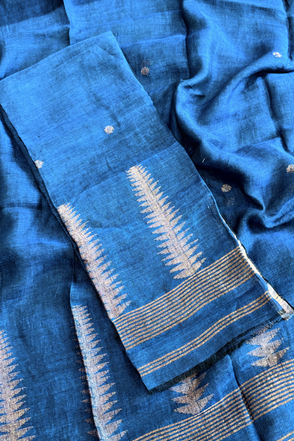 Jayshree Linen Jamdani 2 Pc Set – Blue