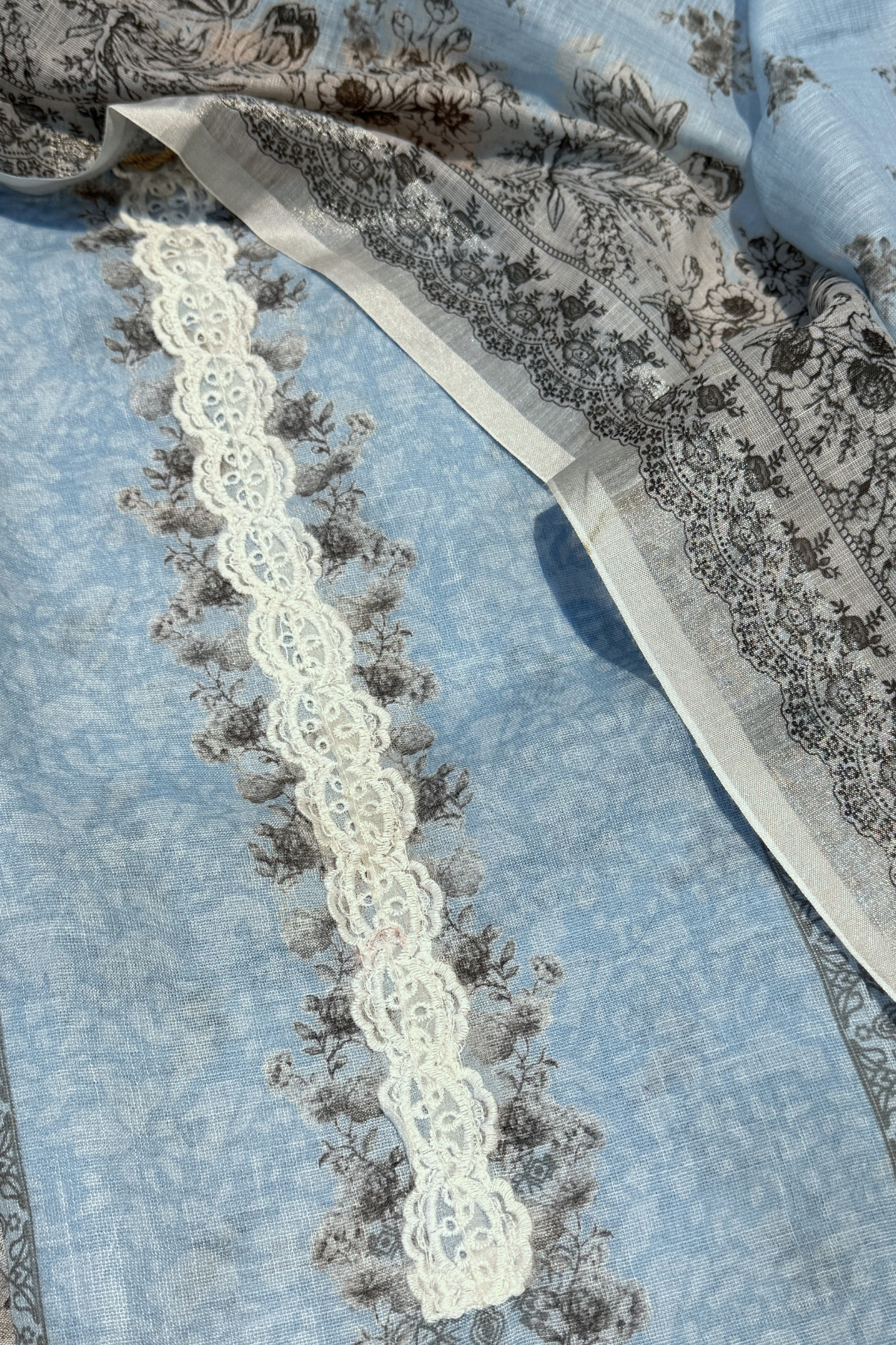 Digital Printed Suit Set - Light  Blue
