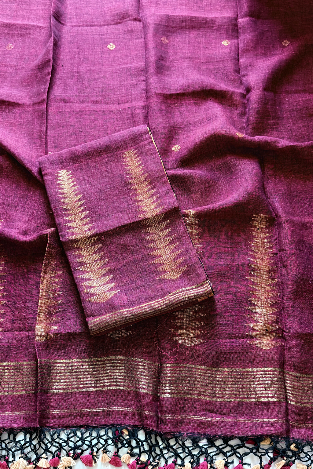 Jayshree Linen Jamdani 2 Pc Set – magenta