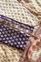 Chanderi Silk- 3  Piece unstitched Suit Set - Blue