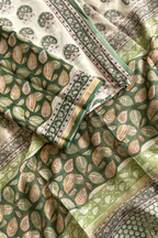 Chanderi Silk 3  Piece unstitched Suit Set -  Green