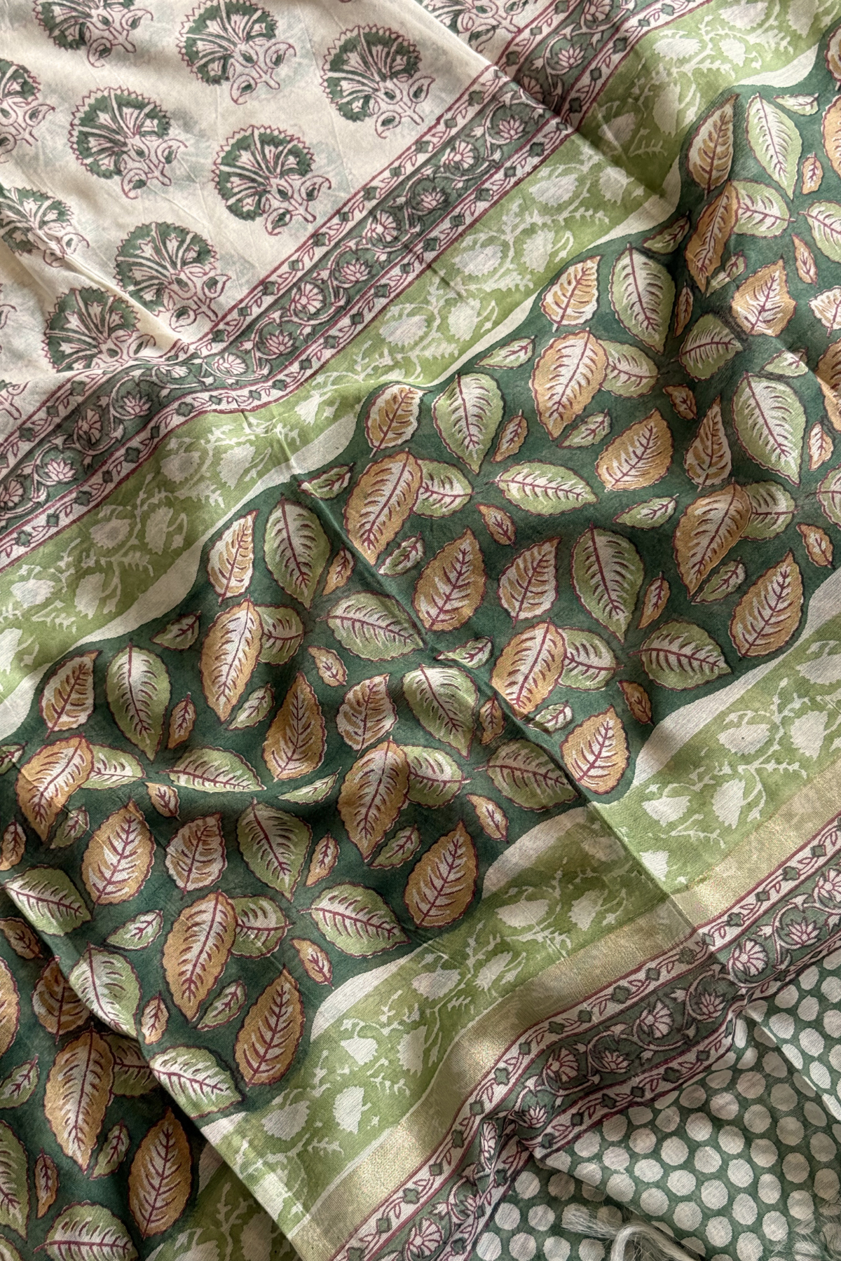 Chanderi Silk 3  Piece unstitched Suit Set -  Green
