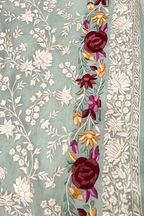 Pure Georjette With Parsi Work Unstitched Suit Set - seafoam green