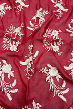 Pure Georjette With Parsi Work Unstitched Suit Set - Red