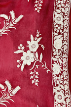 Pure Georjette With Parsi Work Unstitched Suit Set - Red