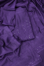 Lucknawi Pure Mul Chanderi 3-Piece Unstitched Kurta Set – Dark Purple