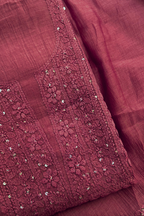 Lucknawi Pure Mul Chanderi 3-Piece Unstitched Kurta Set –  Maroon