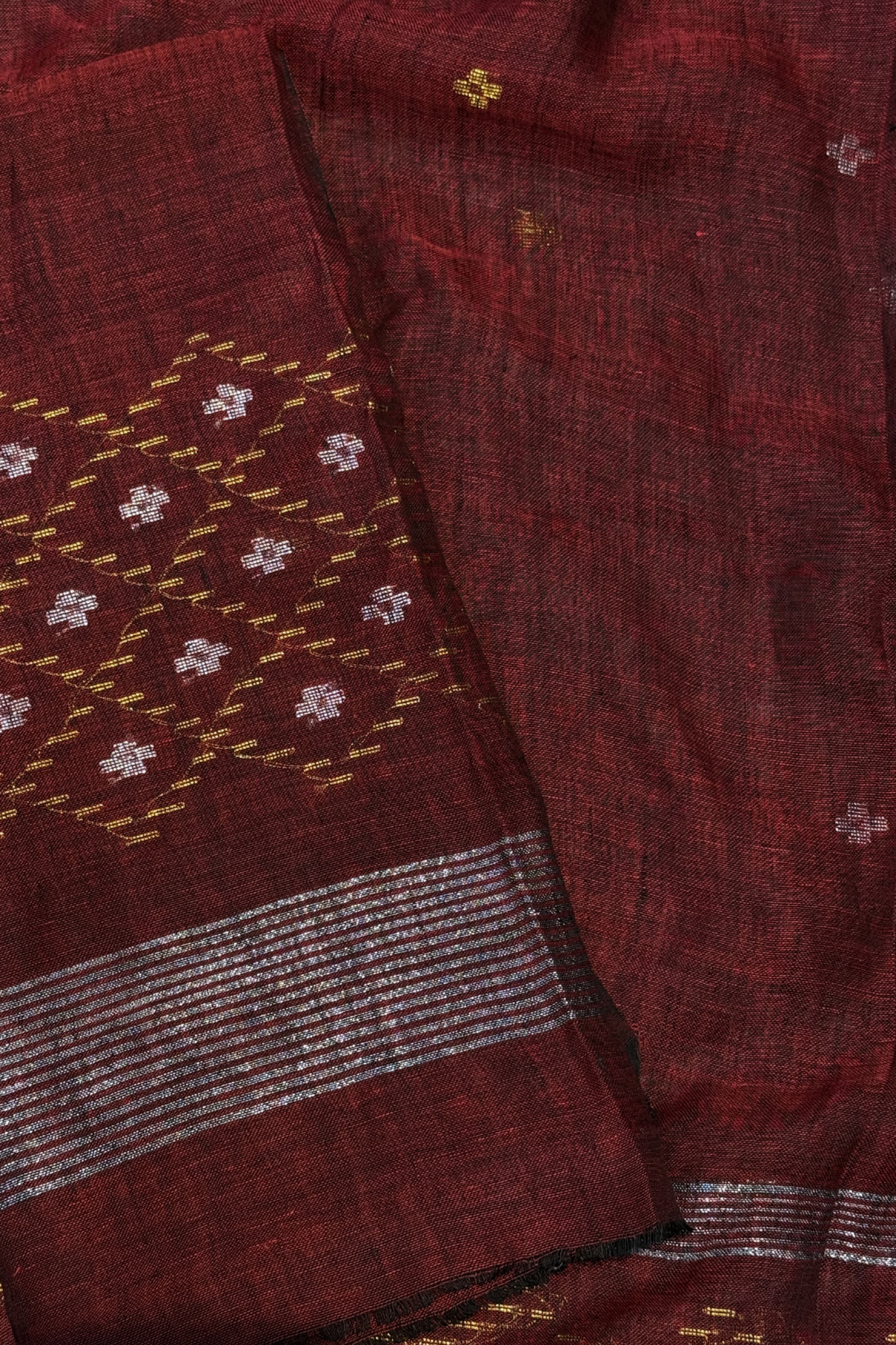 Linen Jamdani 2 Pc Set – Maroon