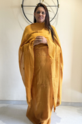 Lucknawi Pure Mul Chanderi 3-Piece Unstitched Kurta Set – Mustard Yellow