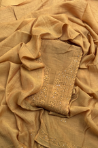 Lucknawi Pure Mul Chanderi 3-Piece Unstitched Kurta Set – Mustard Yellow