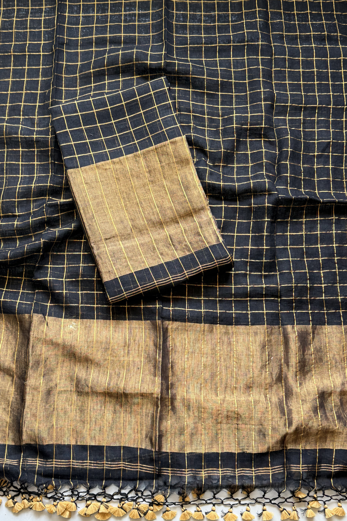 Linen Jamdani 2 Pc Set –  Black