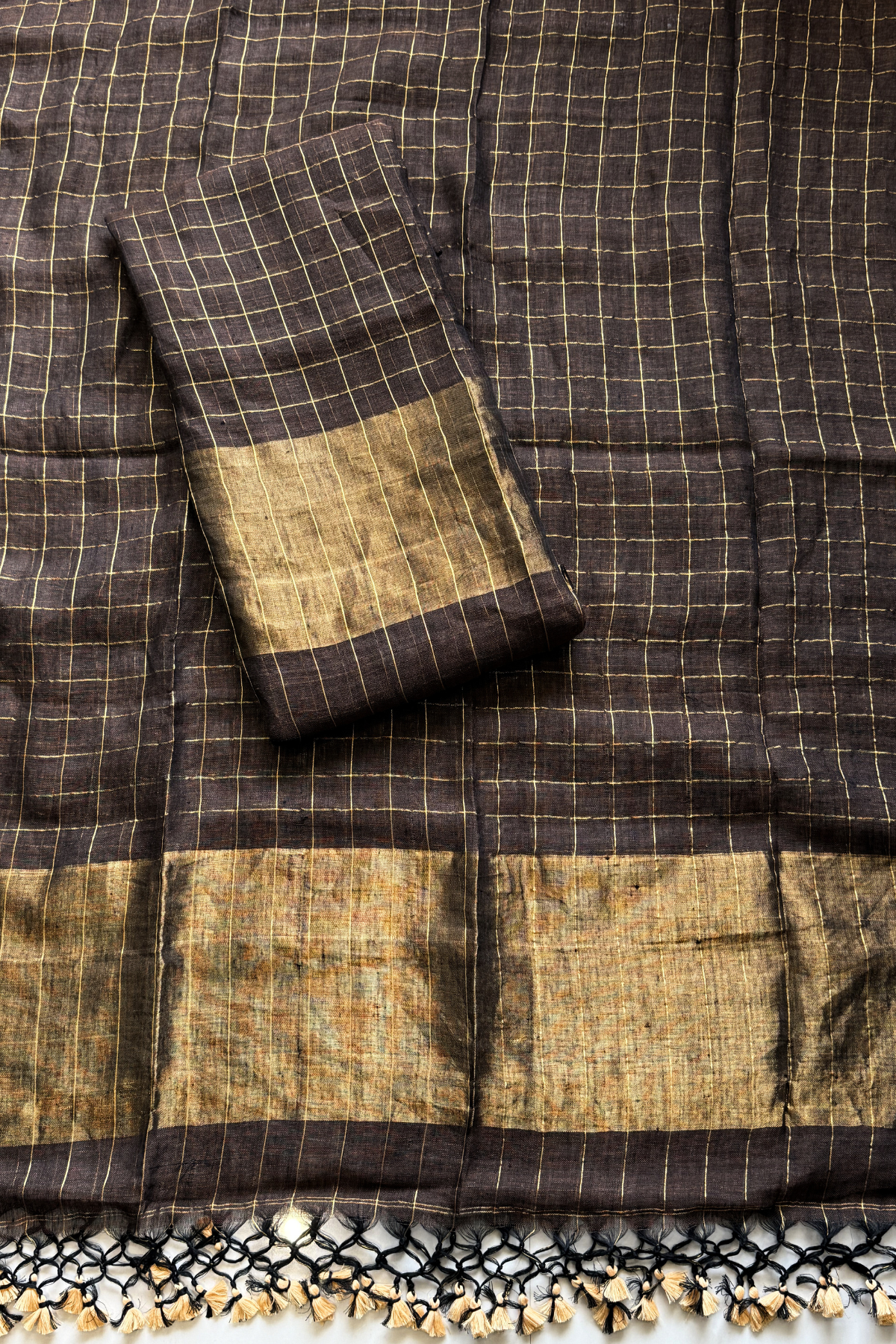 Linen Jamdani 2 Pc Set –  Brown