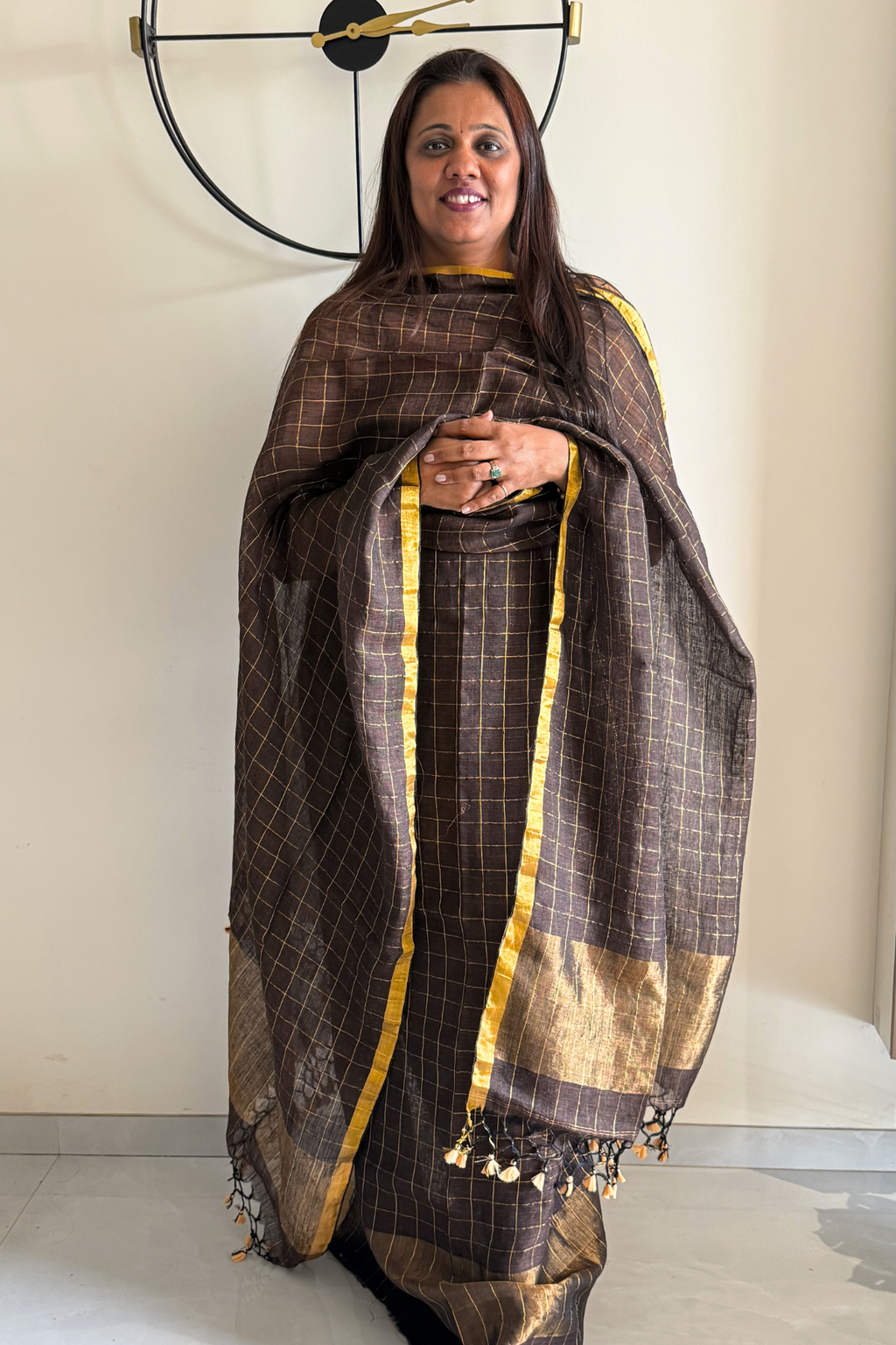 Linen Jamdani 2 Pc Set –  Brown