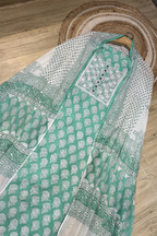 Pure Cotton Mirror Work 3 Piece Unstitched Suit Set -  Sea Green